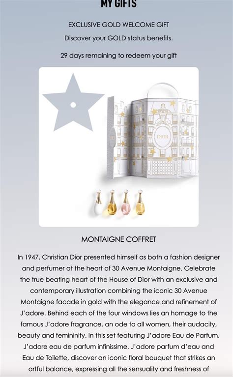 dior gold status gift.